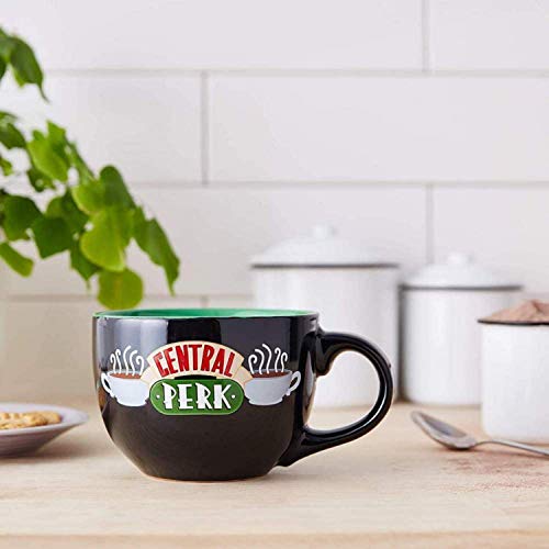 Silver Buffalo FRIENDS Central Perk Black Ceramic Mug Oversized for Coffee, Soup, 24 Ounces