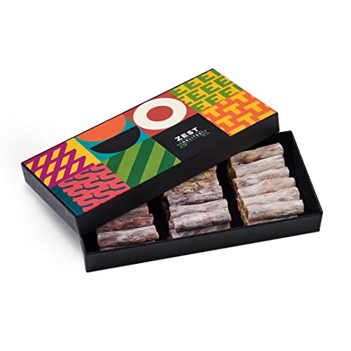 Zest Delites Gourmet Vegan Food Gift Box - Turkish Delight Candy Box, Fruit Ingredients; Orange, Vanilla, Pomegranate, Black Mulberry and Pistachio Nuts, Birthday Gift for Her & Him, Soft Candy Snack Box, Get Well - Festive Season Gift, Handmade in Copper