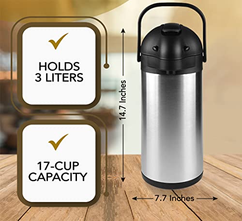 Airpot Coffee Carafe - Thermal Beverage Dispenser 102 oz. by Vondior. Insulated