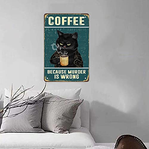 CREATCABIN Chat Café Signe Vintage Drôle Métal Tin Sign Affiche Rétro Parce Que Meurtre Est Mauvais Décoration Murale Art Peintures pour Maison CREATCABIN Chat Café Signe Vintage Drôle Métal Tin Sign Affiche Rétro Parce Que Meurtre Est Mauvais Décoration Murale Art Peintures pour Maison