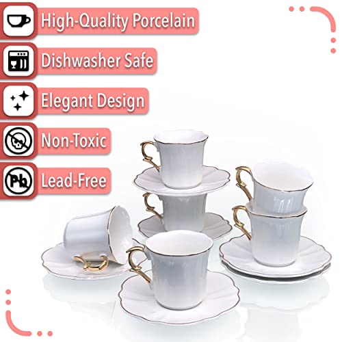 Ever Porcelain Espresso Cup & Saucer - Set of 6