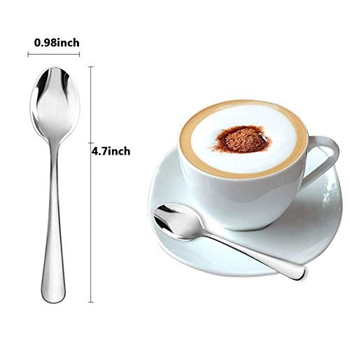 Demitasse Espresso Spoons, Mini Coffee Spoon, 4.7 Inches Stainless Steel Small Spoons for Dessert, Set of 6