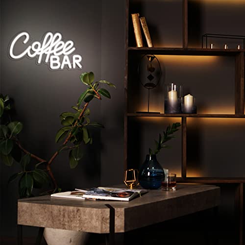 Coffee Neon Sign for Wall Decor White LED Word Neon Lights USB Powered Coffee Sign Coffee Bar Neon Sign for Cafe Bar, Coffee Bar, Restaurant, Pub, Wedding Birthday Party Gifts