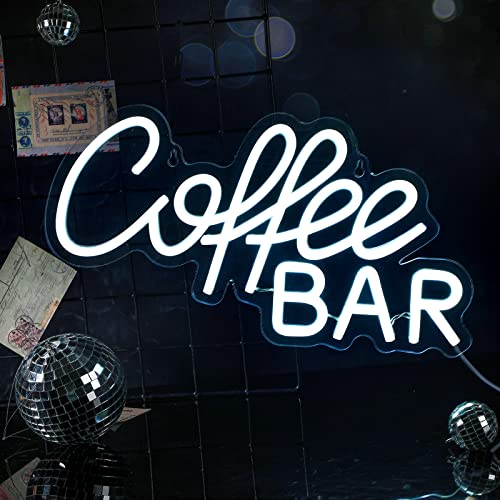 Coffee Neon Sign for Wall Decor White LED Word Neon Lights USB Powered Coffee Sign Coffee Bar Neon Sign for Cafe Bar, Coffee Bar, Restaurant, Pub, Wedding Birthday Party Gifts