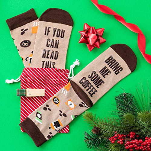 Lavley If You Can Read This - Funny Socks Novelty Gift For Men, Women and Teens (Coffee)