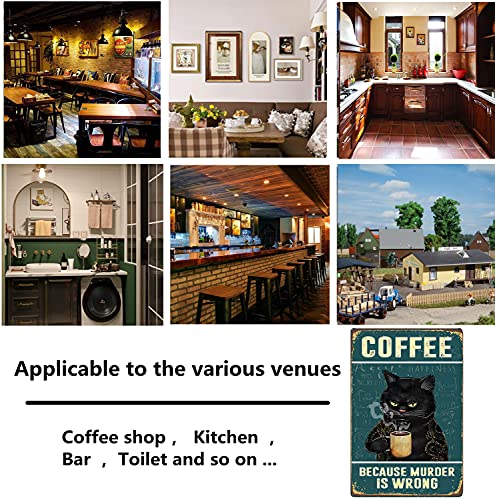 CREATCABIN Zwarte kat metalen tinnen bord koffie omdat moord is fout metalen poster vintage retro kunst muurschildering opknoping ijzeren schilderij plaquette grappige dieren voor thuis keuken CREATCABIN Zwarte kat metalen tinnen bord koffie omdat moord is fout metalen poster vintage retro kunst muurschildering opknoping ijzeren schilderij plaquette grappige dieren voor thuis keuken
