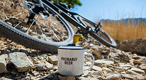 PROBABLY BEER | Enamel Coffee Mug | Funny Home Bar Gift for Beer Lovers, Homebrewers, Men, and Women | Cool Cup for the Office, Kitchen, Campfire, and Travel