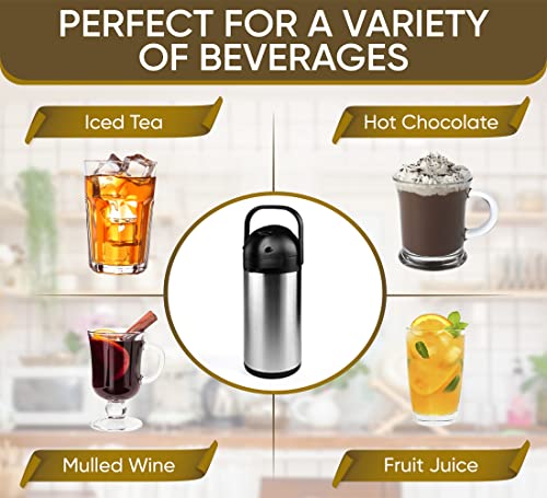 85 oz (2.5L) Coffee Carafe with Pump, Insulated Stainless Steel Coffee –  Mochalino