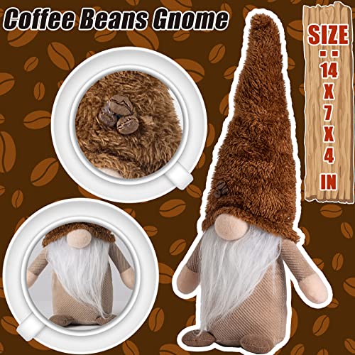 unanscre Coffee Gnomes Coffee Bar Decoration - 3Pcs 14‘’ Plaid Plush Elf Gnomes Coffee Swedish Tomte Dolls Scandinavian Figurines Nordic Tiered Tray Table Decor for Home Office Kitchen