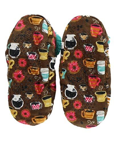 Lazy One Fuzzy Feet Slippers for Women, Cute Fleece-Lined House Slippers, Coffee, Latte Sleep, Donut, Non-Skid