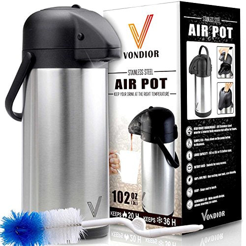 Airpot Coffee Carafe 101oz - 12 Hours Hot Drink Dispenser, Thermal