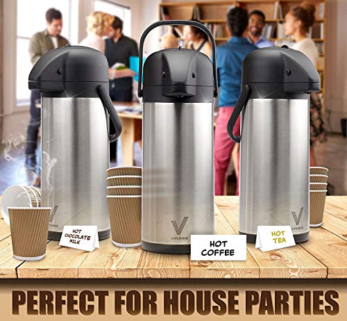 85 oz (2.5L) Coffee Carafe with Pump, Insulated Stainless Steel Coffee Dispenser, Coffee Carafes for Keeping Hot/ Cold, Hot Beverage Dispenser for Party