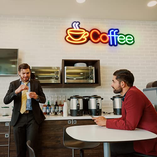 Coffee Neon Sign - Large Size 12V Bright Coffee Led Neon Lights for Wall Decor 23.6 x 7.8 Inch, Adapter Inclueded Neon Decor Café Open Sign Restaurant, Shop, Bar, Pub, Home Decoration