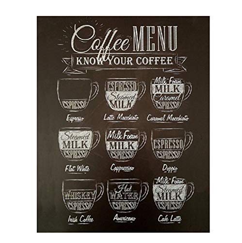 "Coffee Menu- Know Your Coffee"- Chalk Coffee Sign Replica- 8 x 10"s Print Wall Art- Ready to Frame. Home Décor-Coffee Decor-Kitchen Wall Decor. Perfect For Coffee Bar and Gift for the Coffee Lovers.