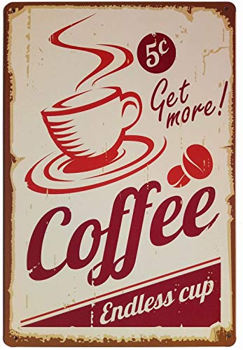 TOPYUN Vintage Metal Coffee Sign for Kitchen, Cafe Bar, Home Wall Decor 8x12 Inch (12)