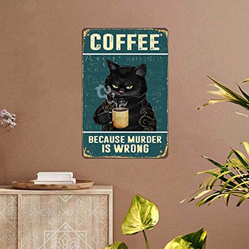 Metal tin sign met zwarte kat - naaien - omdat moord verkeerd is Metal tin sign met zwarte kat - naaien - omdat moord verkeerd is