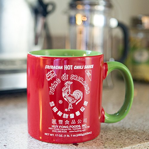 Large Sriracha Hot Sauce Red And Green Ceramic Mug