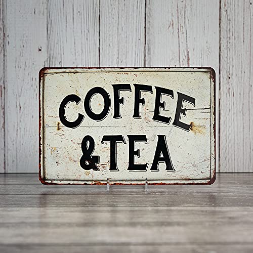 Chico Creek Signs Coffee & Tea Sign Station Nook Shop Signs Decor Hot Farmhouse Decorations Rustic Time Bar Kitchen Country Chic Accessories Tin Wall Art Small 8 x 12 High Gloss Metal 208120020092