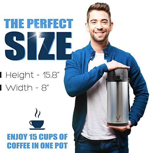 85 oz (2.5L) Coffee Carafe with Pump, Insulated Stainless Steel