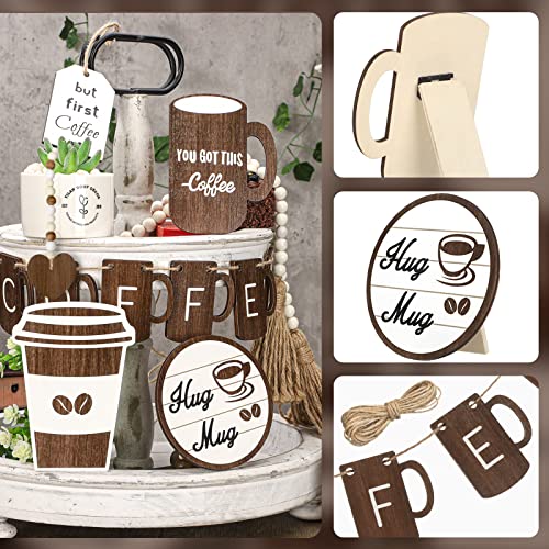 8 Pieces Coffee Tiered Tray Decor Coffee Bar Accessories Table