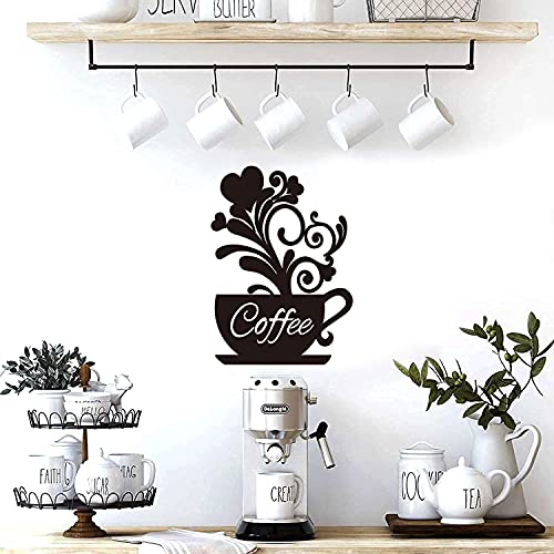 Coffee Wall Art Coffee Bar Wall Metal Decor Sign Black Coffee Cup Silhouette Large Hard Cup Signs Wall Art Sculptures Cafe Themed Scrolled Decor 13.6x9.7 in for Home Kitchen Decorations Present
